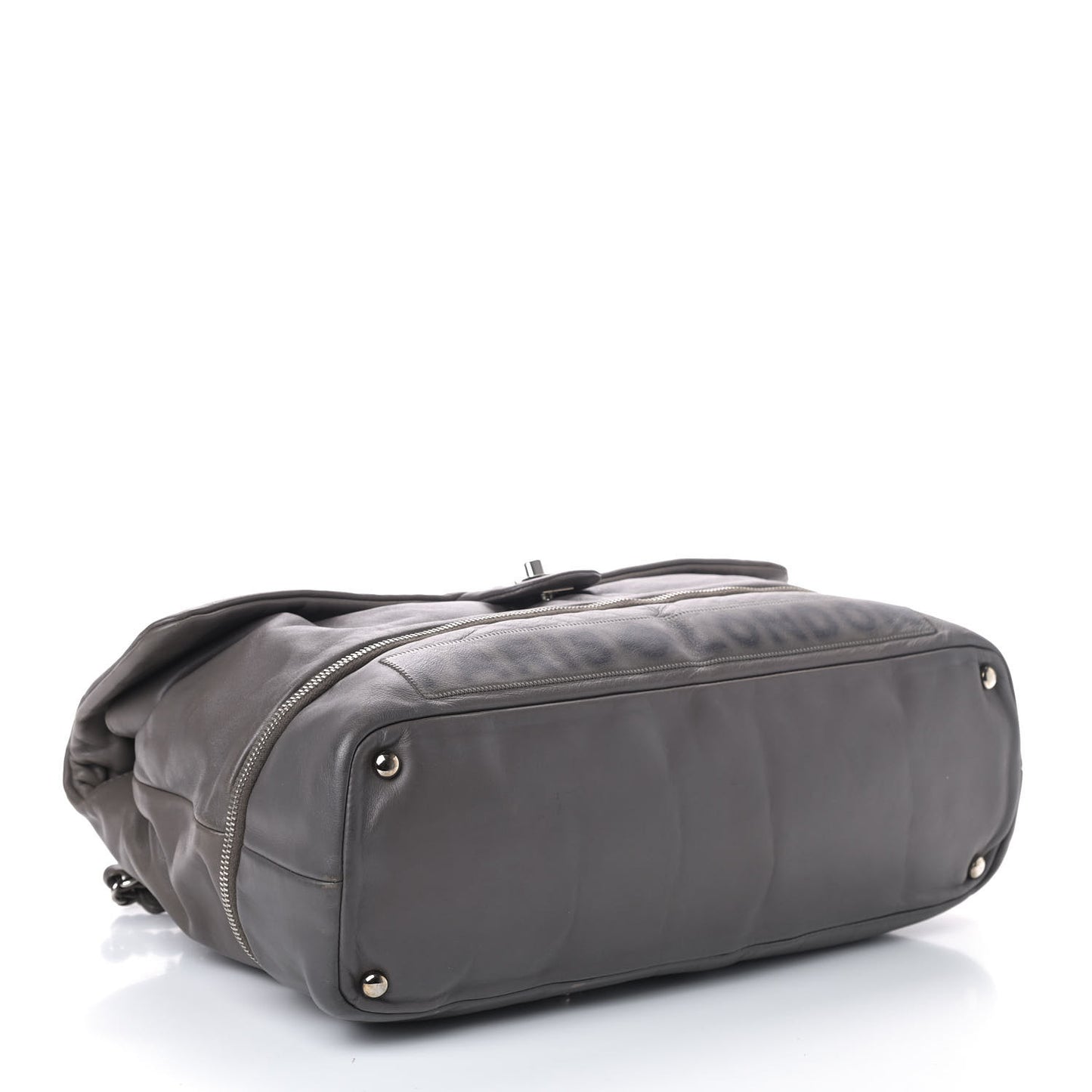 Calfskin Large Expandable Paris London Flap Bag Grey