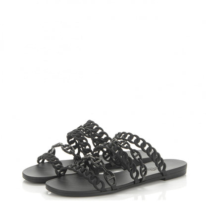 Hermes Rubber Chaine d'Ancre Nude Sandals 38 Black 3 of 7