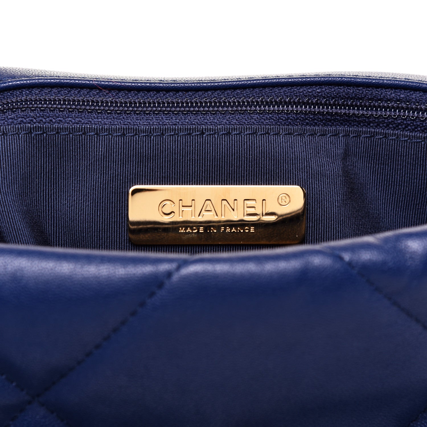 Chanel Goatskin Quilted Medium 19 Flap Dark Blue 8 of 12