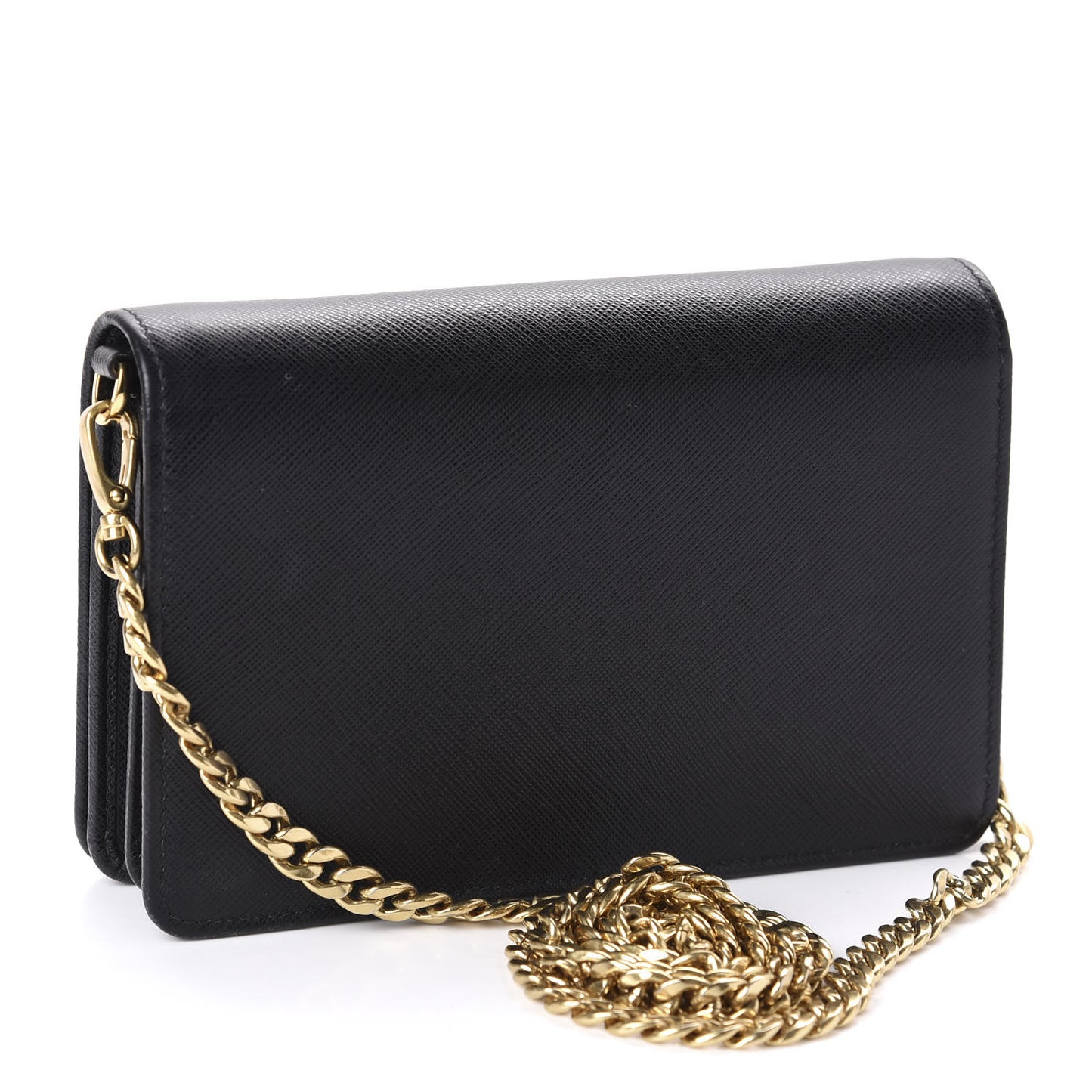 Saffiano Lux Chain Wallet Black