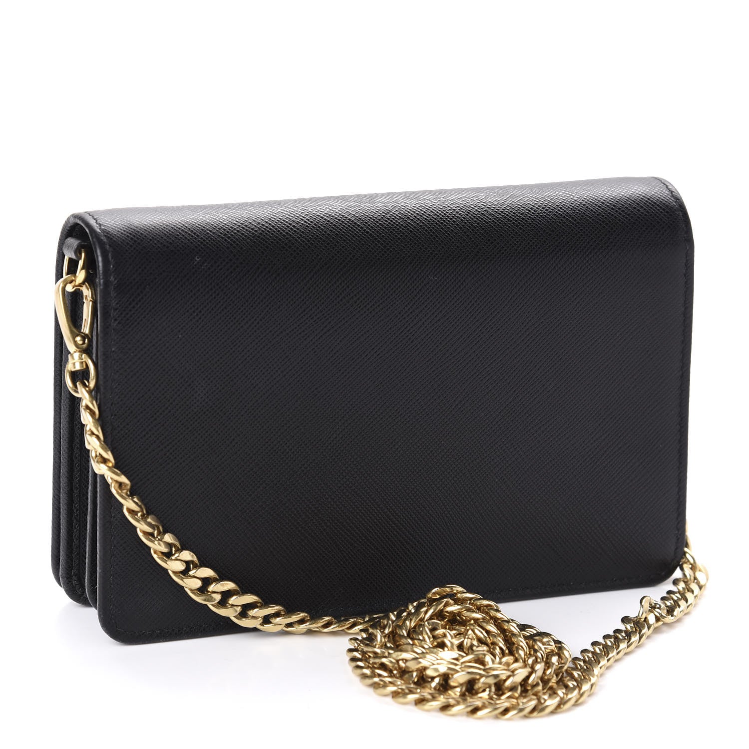 Prada Saffiano Lux Chain Wallet Black 3 of 15