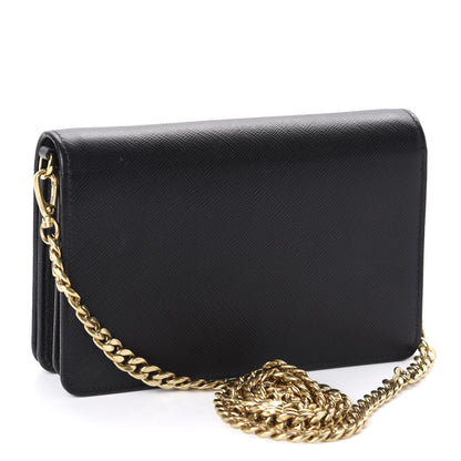 Prada Saffiano Lux Chain Wallet Black 3 of 15