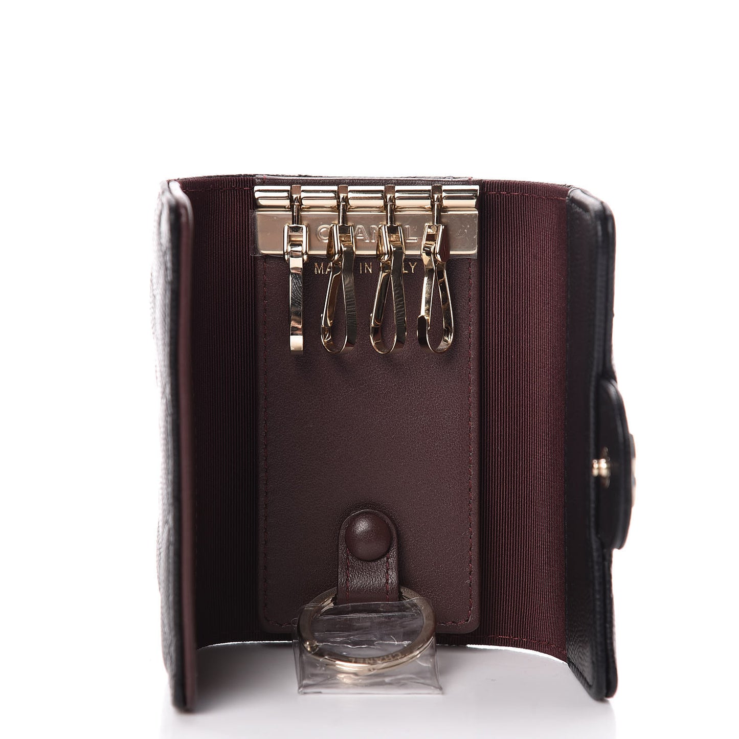 Caviar Quilted Classic 4 Key Holder Wallet Black