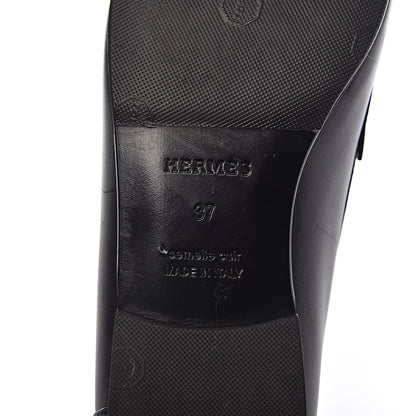 Hermes Calfskin Womens Kennedy Loafers 37 Black 7 of 11