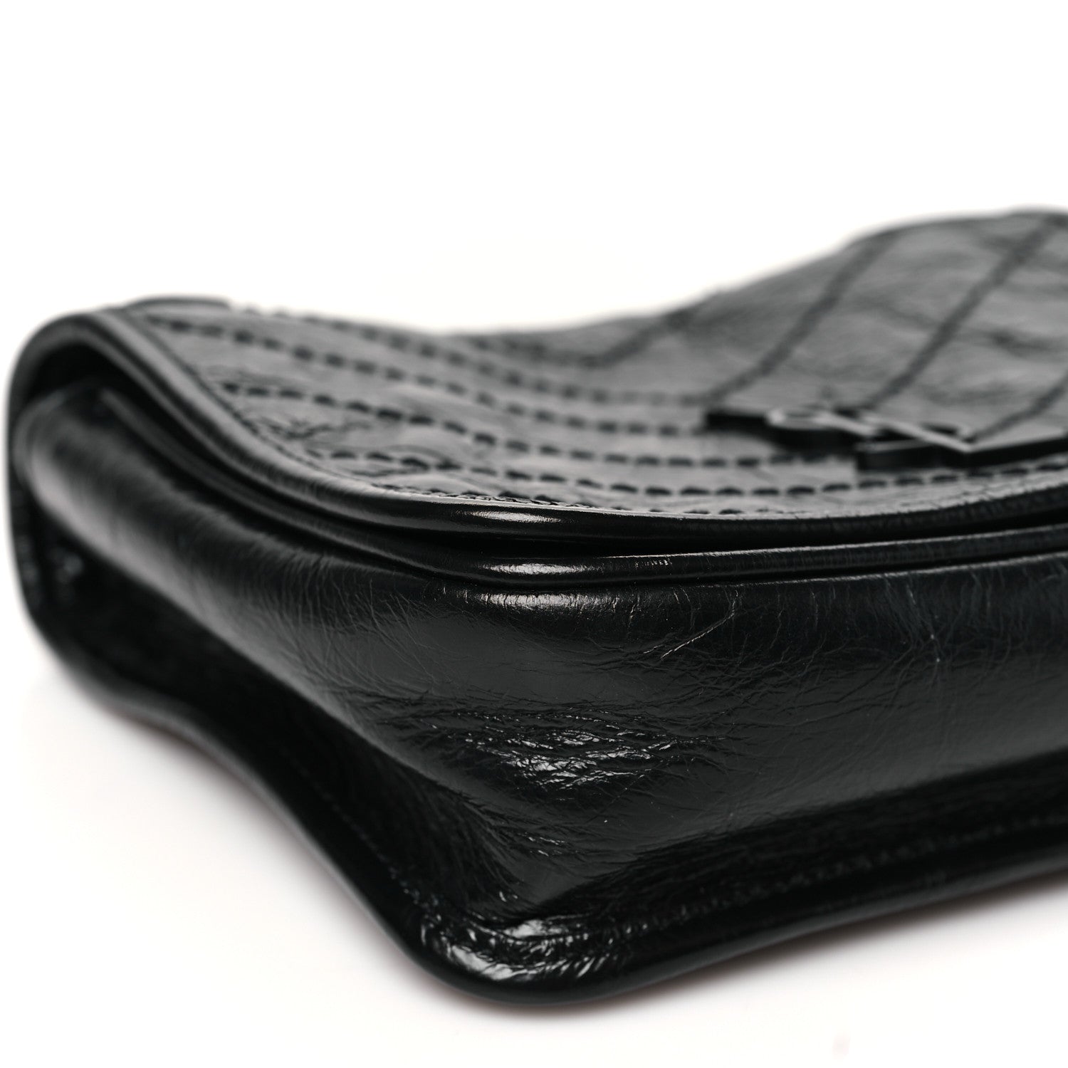 Saint Laurent Crinkled Calfskin Matelasse Monogram Niki Chain Wallet Black 9 of 11