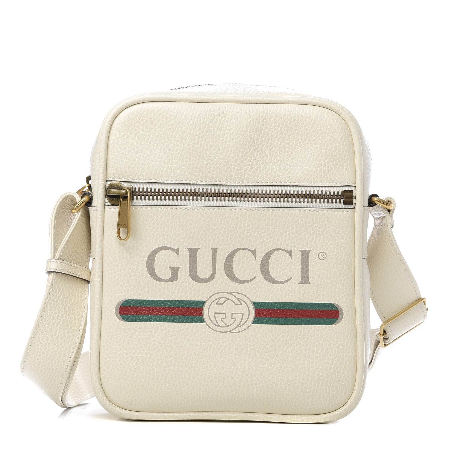 Gucci Grained Calfskin Logo Messenger Bag White 1 of 10