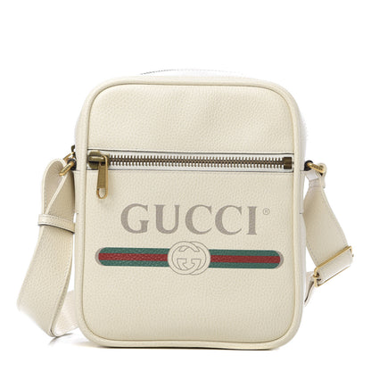 Gucci Grained Calfskin Logo Messenger Bag White 1 of 10