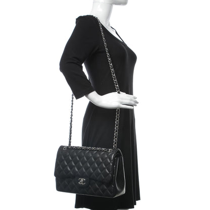 Chanel Lambskin Quilted Jumbo Double Flap Black 2 of 16