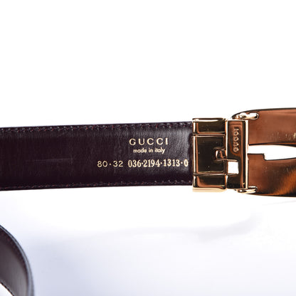 Gucci Calfskin Reversible G Buckle Belt 80 32 Black Burgundy 4 of 6