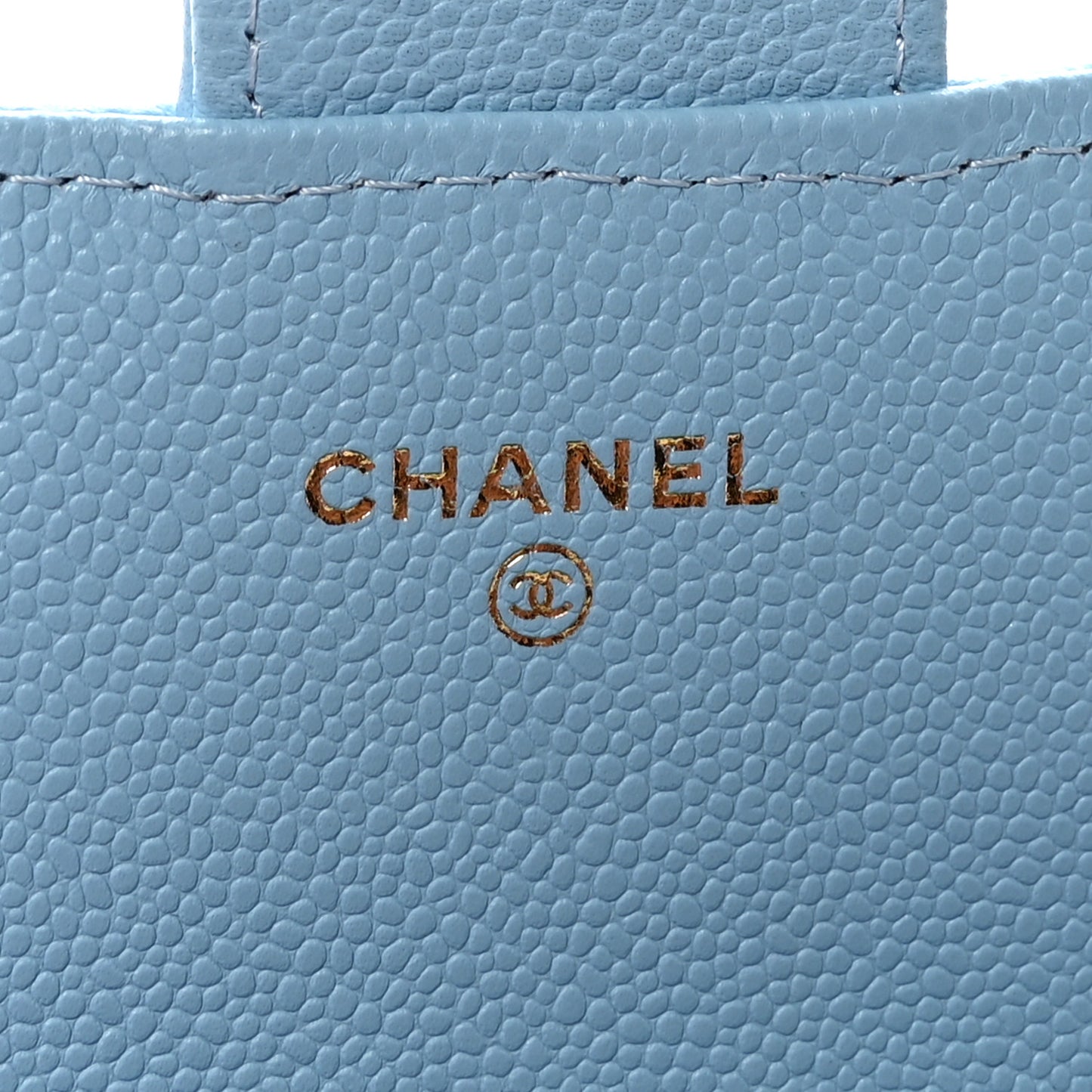 Caviar Quilted Large Gusset Flap Wallet Light Blue