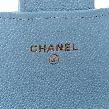 Chanel Caviar Quilted Large Gusset Flap Wallet Light Blue 6 of 9