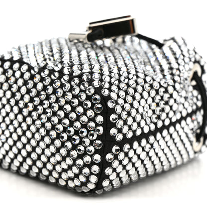 Prada Satin Crystal Metal Triangle Logo Mini Drawcord Pouch Shoulder Bag Crystal 11 of 11