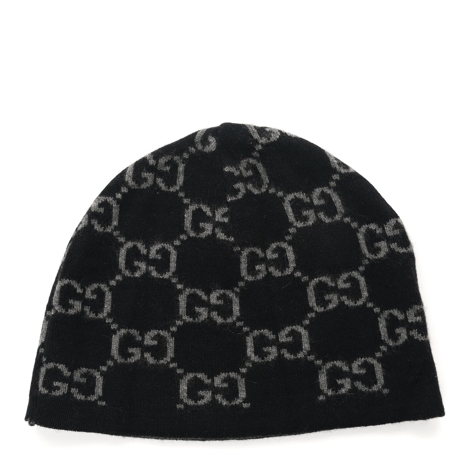Gucci Cashmere GG Monogram Beanie Hat Black 1 of 7
