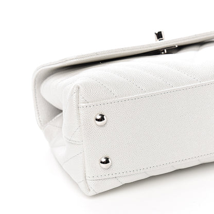 Chanel Iridescent Caviar Chevron Quilted Mini Coco Handle Flap White 7 of 10