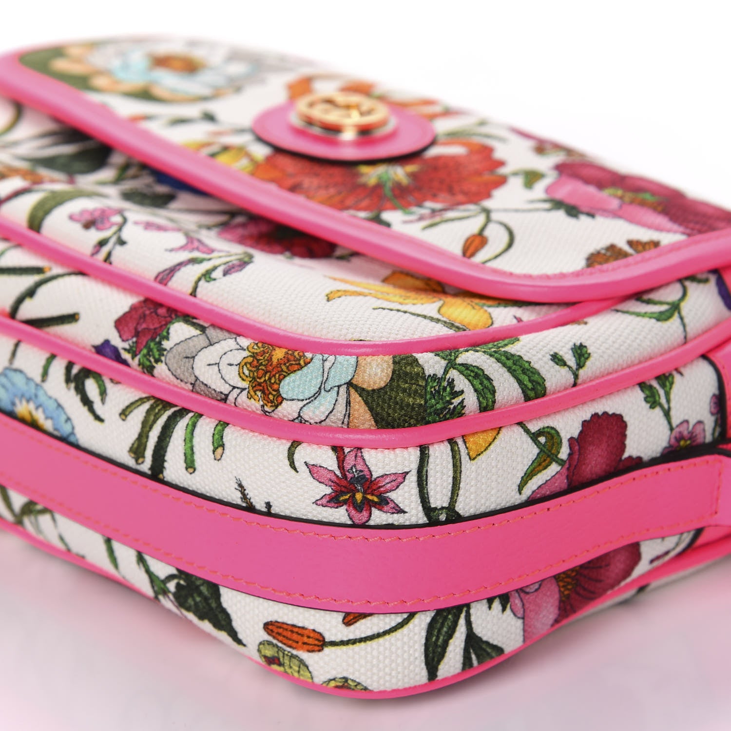 Gucci Canvas Flora Floral Shoulder Bag White Fuchsia Fluo 7 of 12