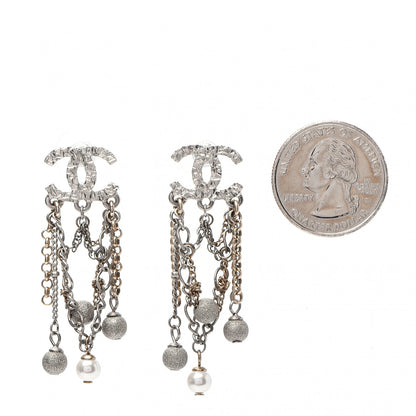 Chanel Pearl CC Chain Drop Earrings Light Gold Pearly White 2 of 5