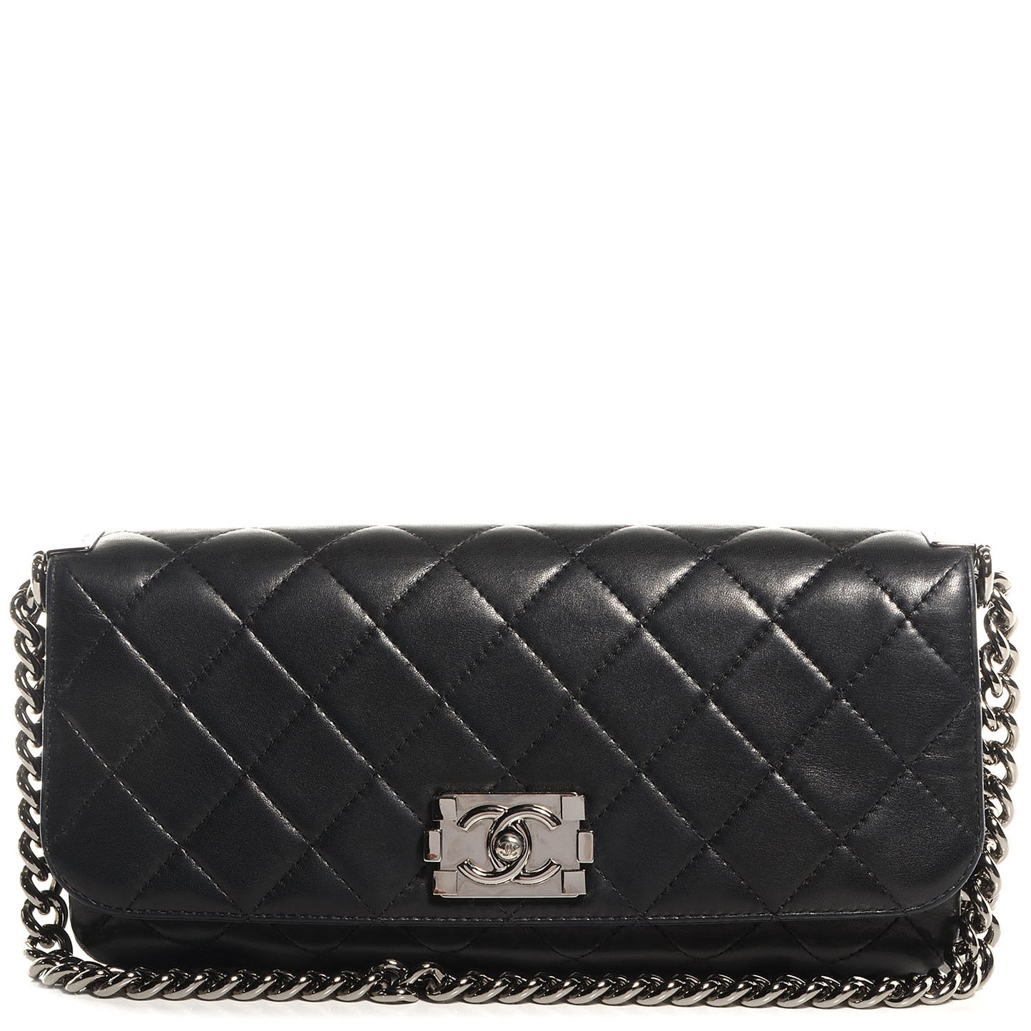 Lambskin Quilted Soft Boy Flap Black