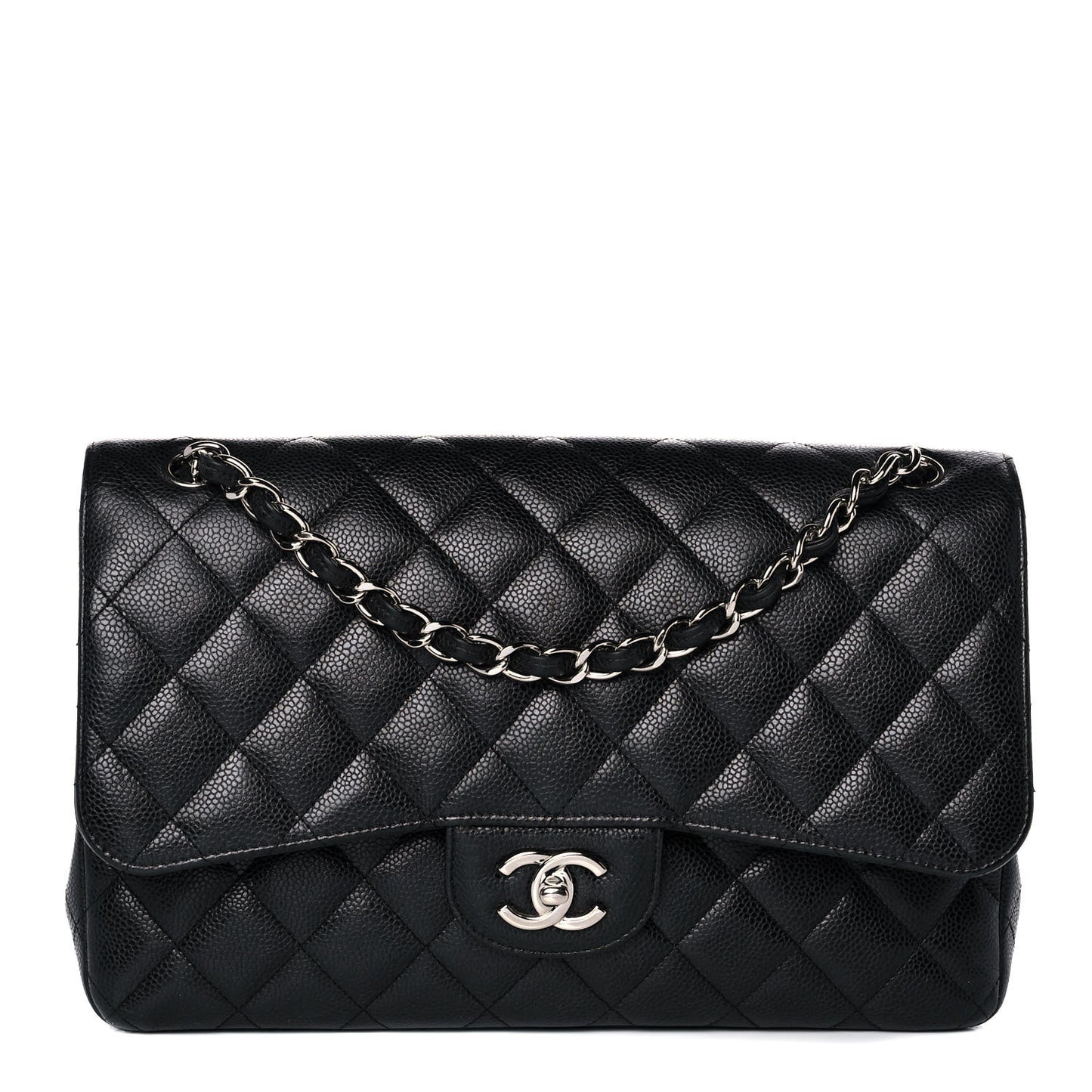 Caviar Quilted Jumbo Double Flap Black