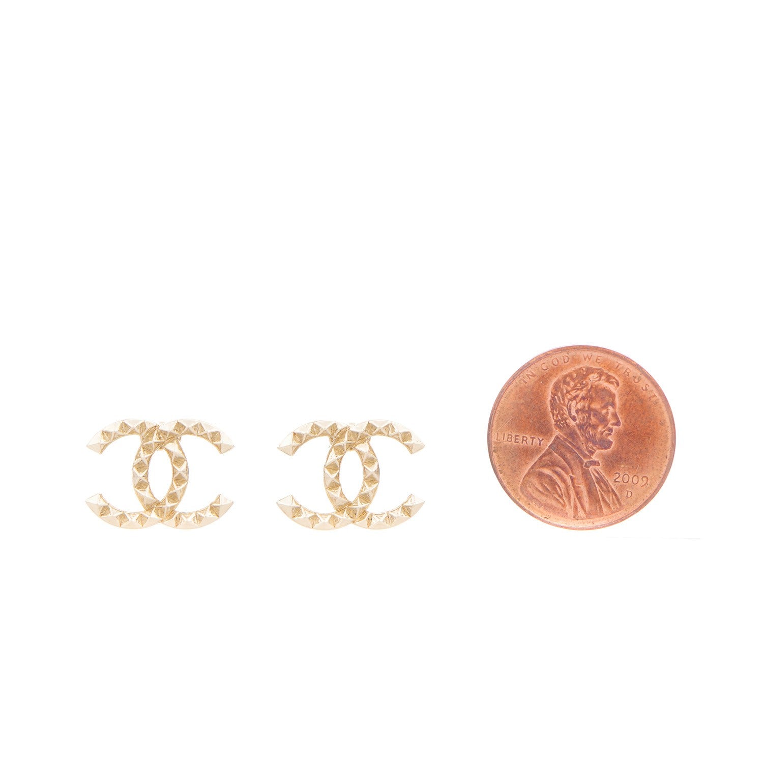 Chanel Studded CC Earrings Gold 2 of 5