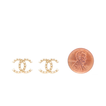 Chanel Studded CC Earrings Gold 2 of 5
