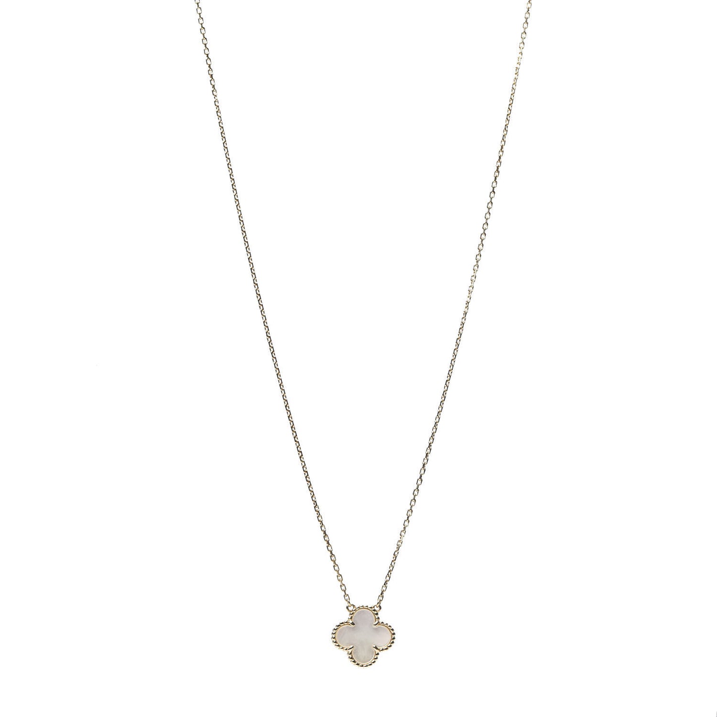 18K Yellow Gold Mother of Pearl Vintage Alhambra Pendant Necklace