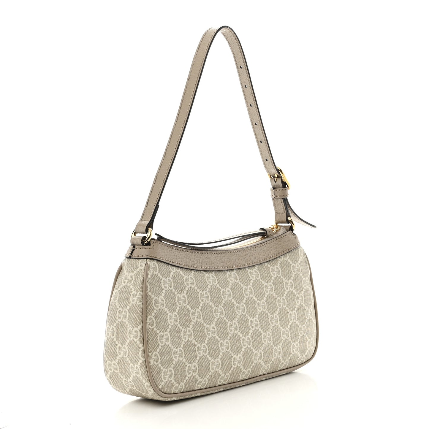 GG Supreme Monogram Textured Dollar Calfskin Small Ophidia Hobo Beige Mystic White Oatmeal