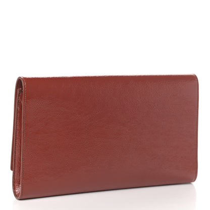 Saint Laurent Textured Patent Calfskin Large Belle De Jour Clutch Red 2 of 4