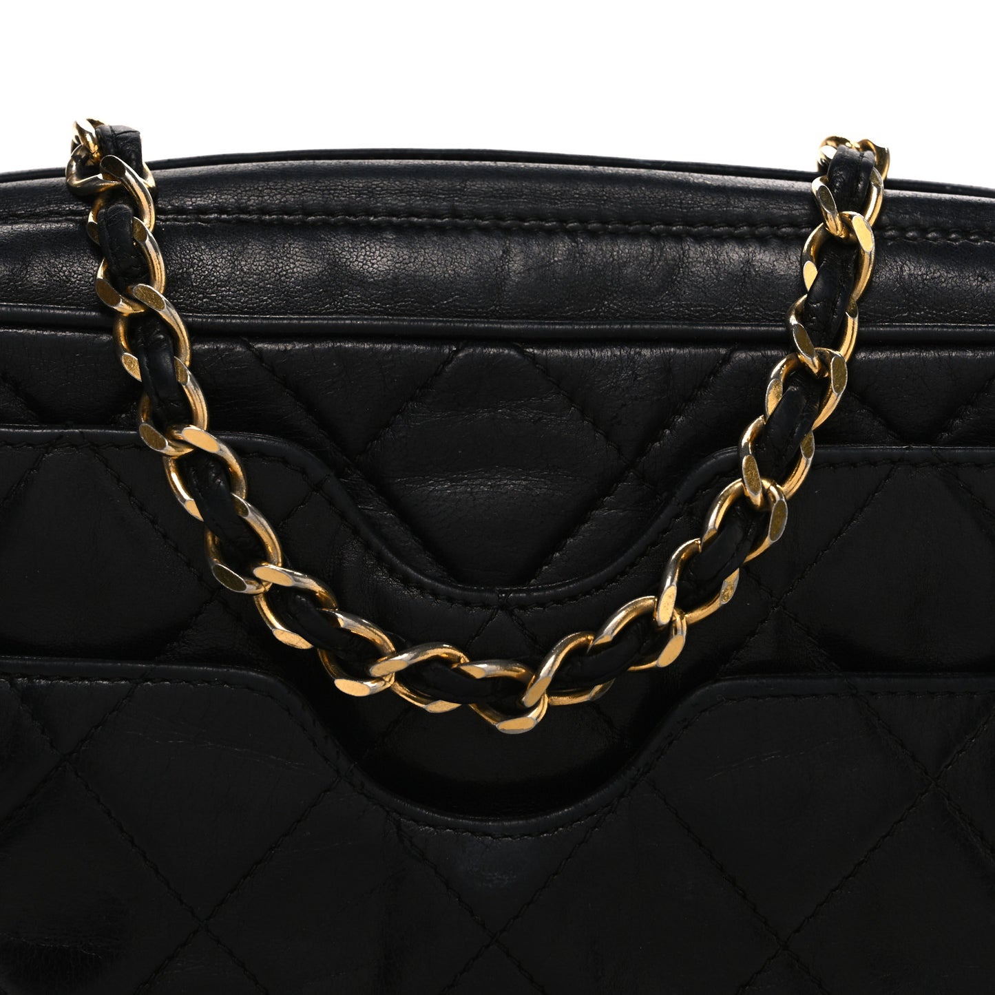 Lambskin Quilted CC Tassel Camera Case Black