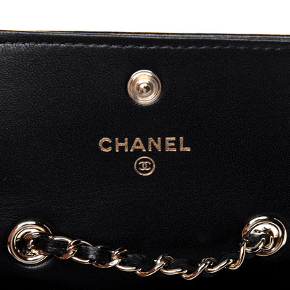 Chanel Lambskin Camellia Embossed Chain Belt Bag Black 6 of 14