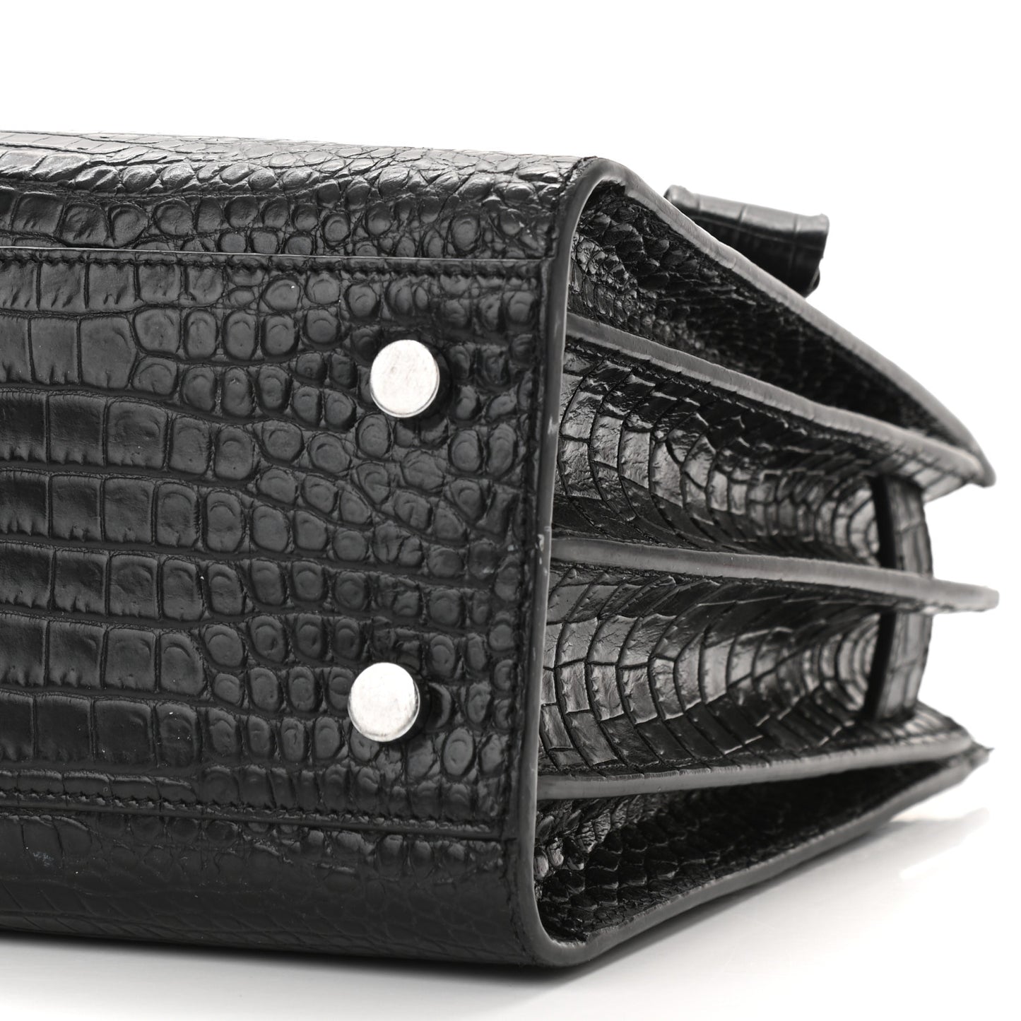 Calfskin Crocodile Embossed Baby Sac De Jour Black