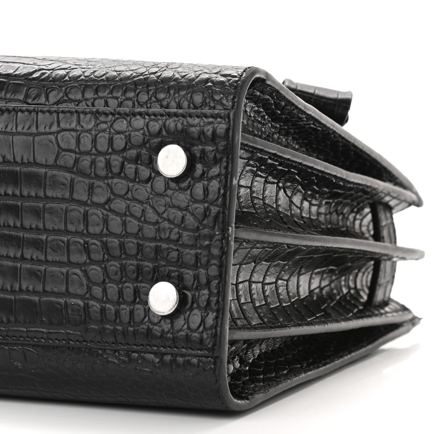 Saint Laurent Calfskin Crocodile Embossed Baby Sac De Jour Black 14 of 28
