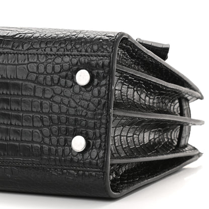 Saint Laurent Calfskin Crocodile Embossed Baby Sac De Jour Black 14 of 28