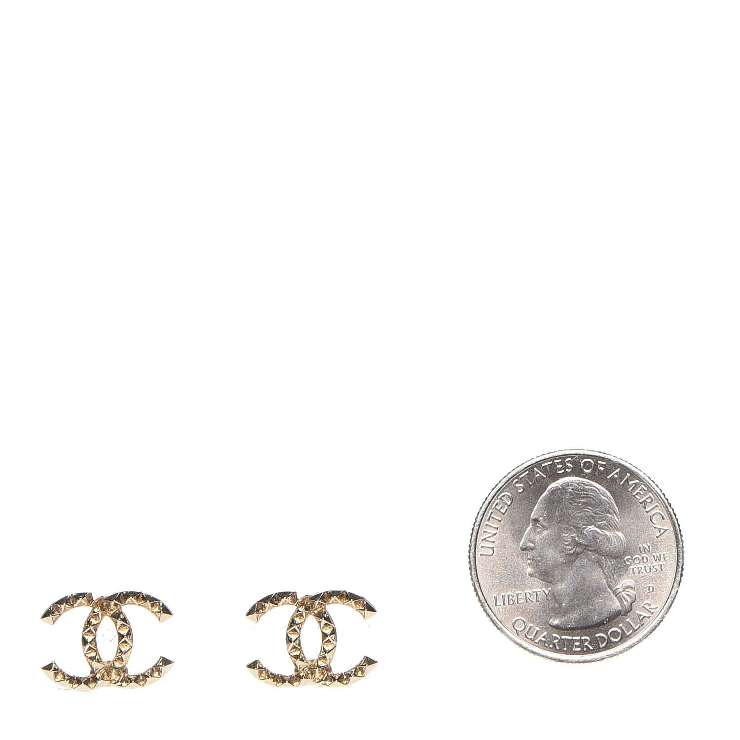 Chanel Studded CC Earrings Gold 2 of 5