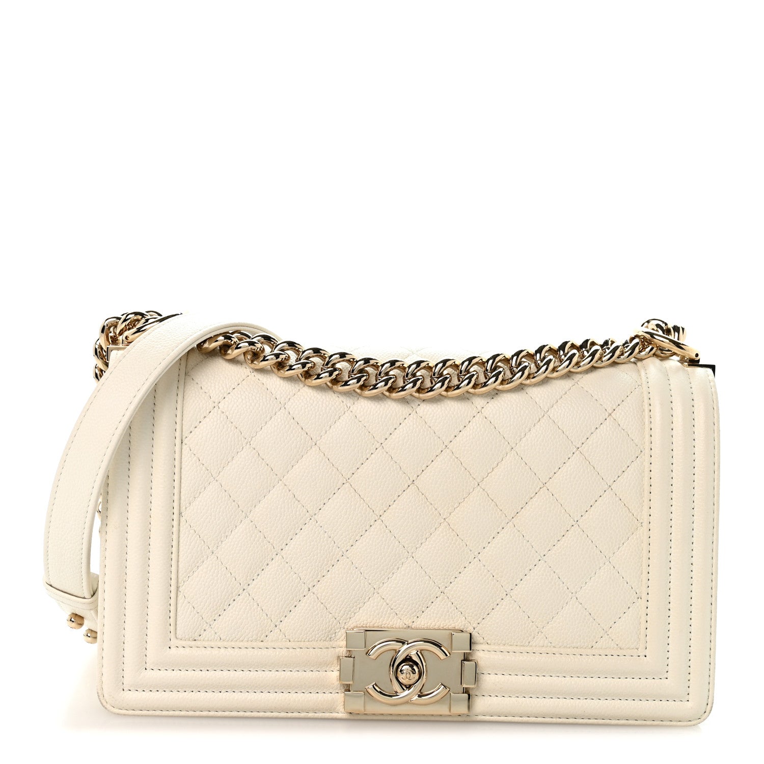 Chanel Caviar Quilted Medium Boy Flap White 1 of 14
