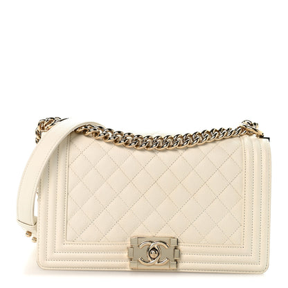 Chanel Caviar Quilted Medium Boy Flap White 1 of 14