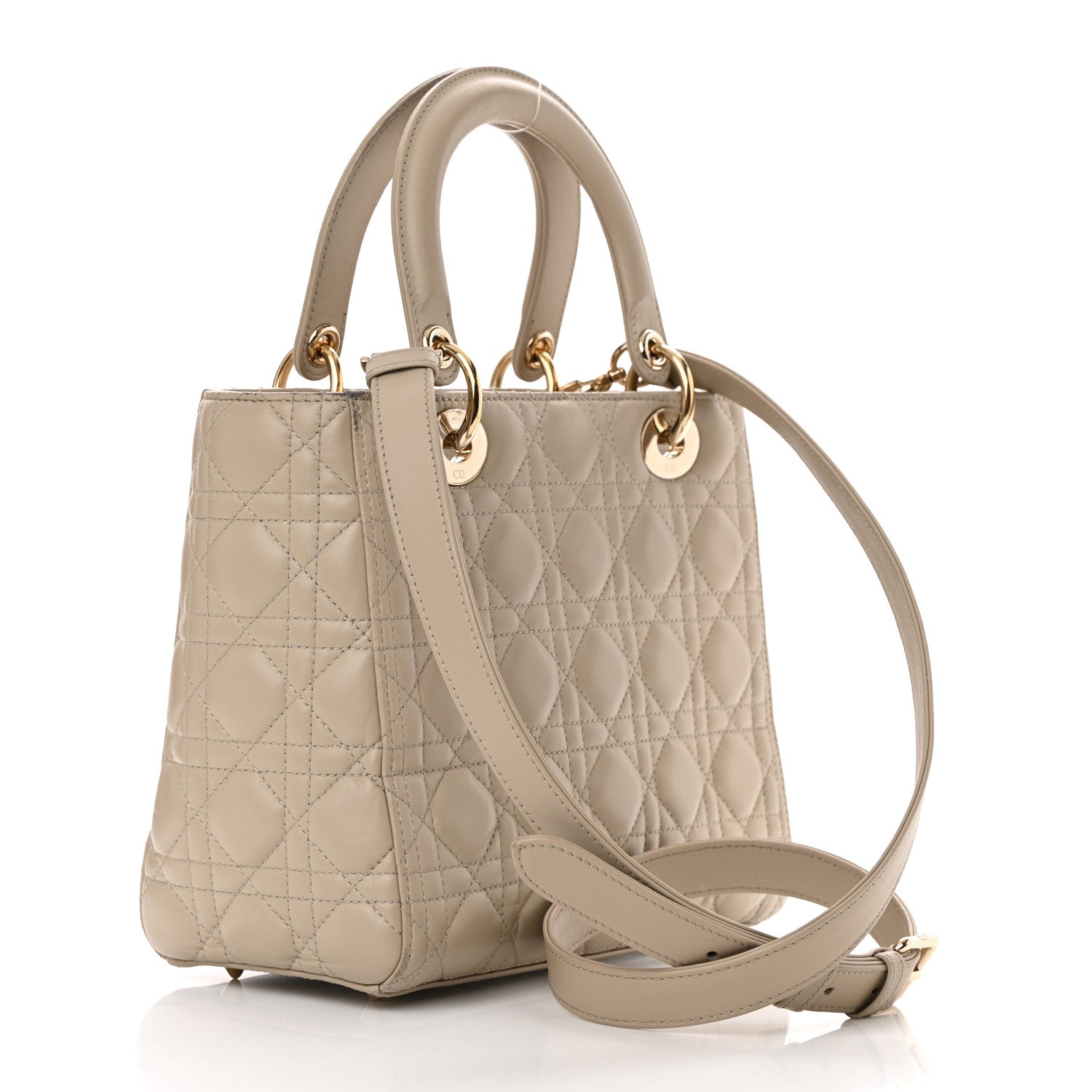 Christian Dior Lambskin Cannage Medium Lady Dior Beige 3 of 24