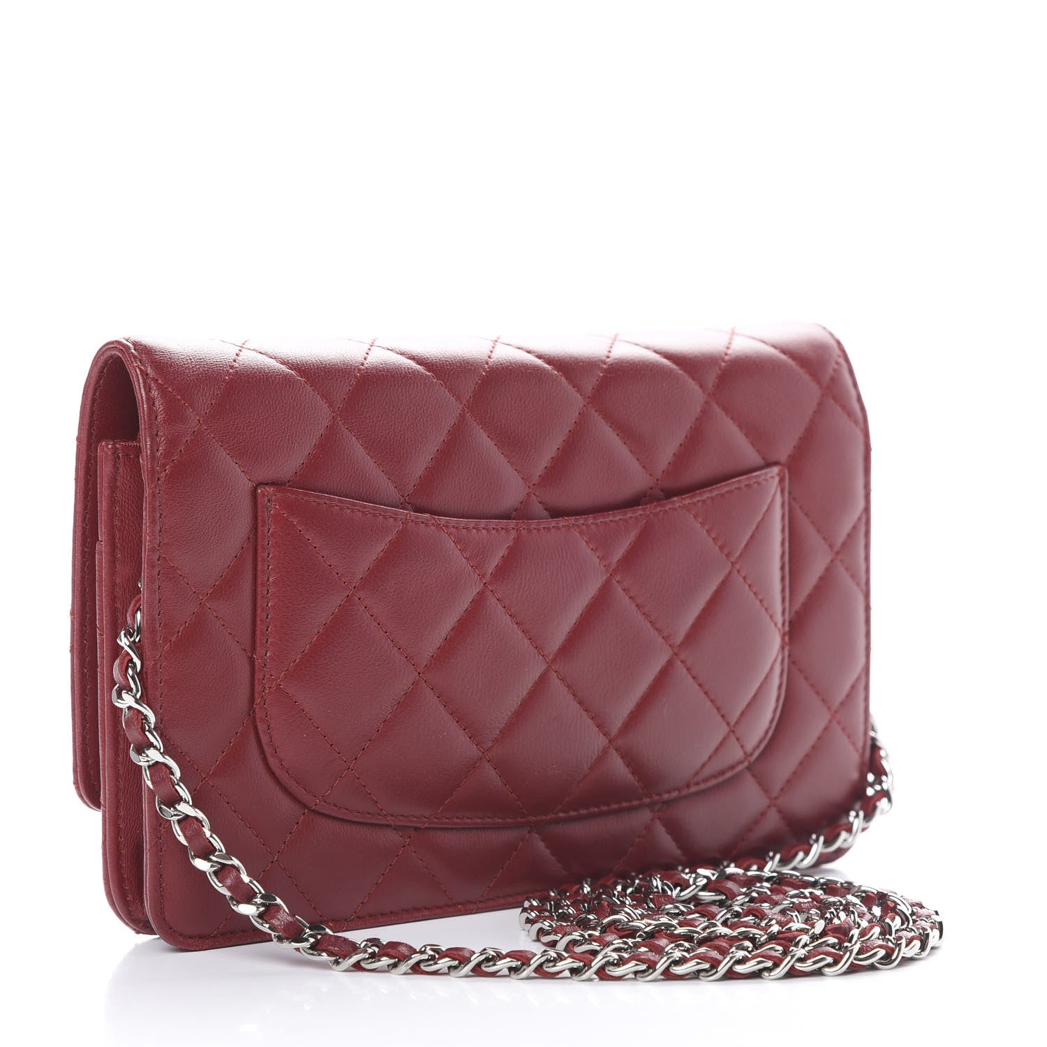 Chanel Lambskin Quilted Wallet on Chain WOC Red 2 of 12