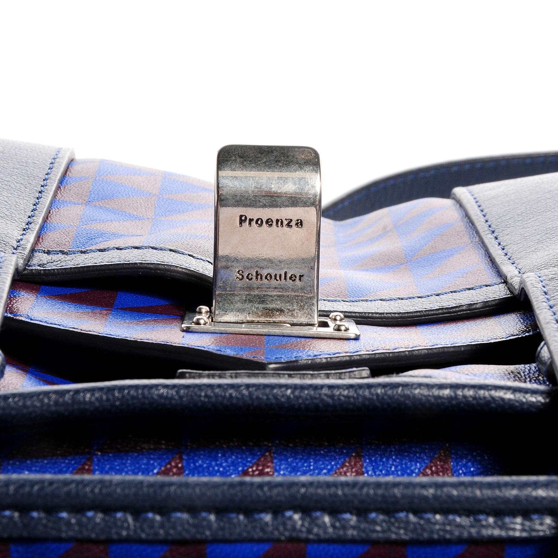 Proenza Schouler Triangle Print Mini PS1 Pouch Royal Blue Pinot Noir 11 of 11