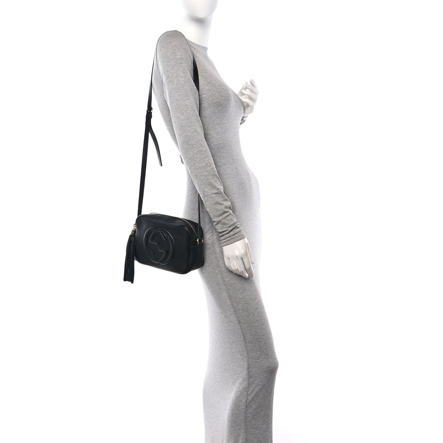 Pebbled Calfskin Small Soho Disco Bag Black