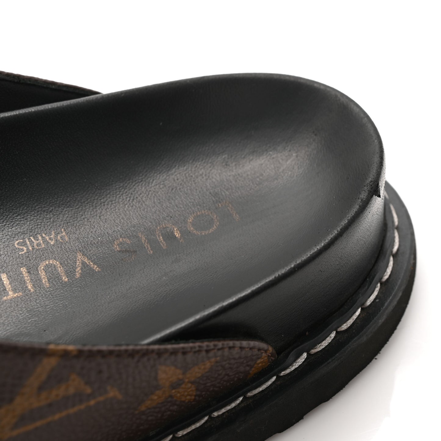 Patent Monogram Womens Cosy Flat Comfort Clog Mules 38.5 Brown