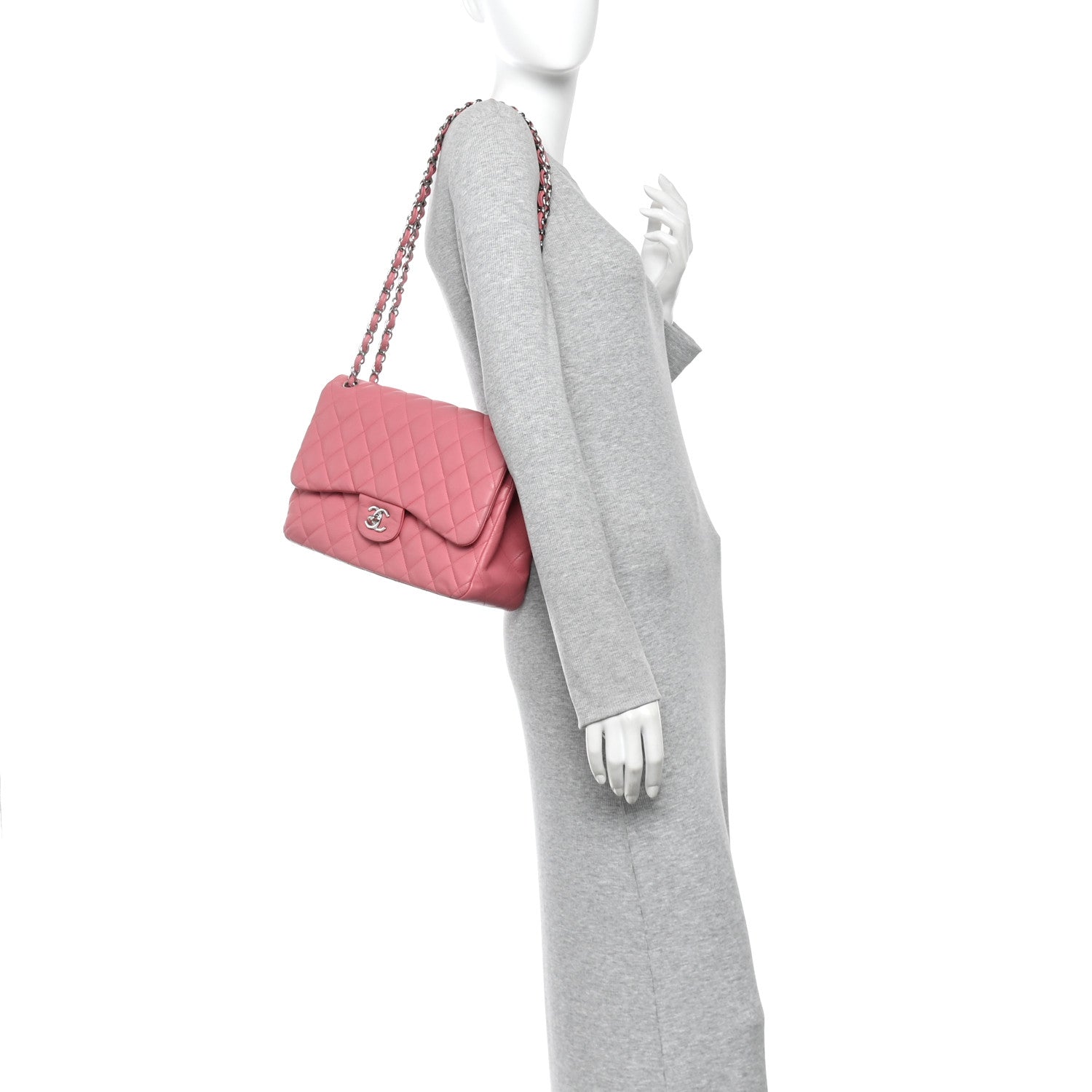 Chanel Lambskin Quilted Jumbo Double Flap Pink 2 of 14