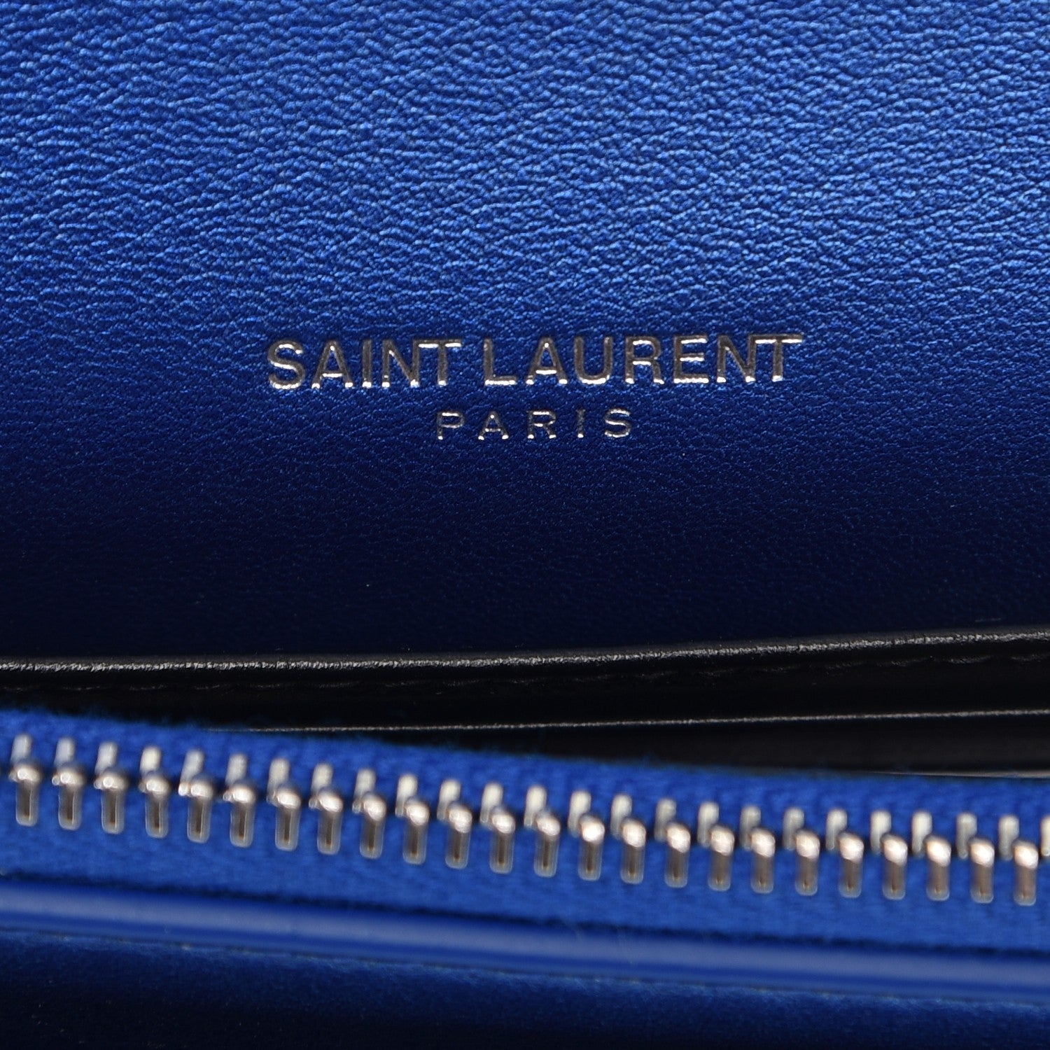 Saint Laurent Metallic Calfskin Monogram Sunset Chain Wallet Blue Royal 6 of 8