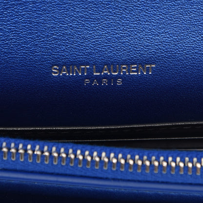 Saint Laurent Metallic Calfskin Monogram Sunset Chain Wallet Blue Royal 6 of 8