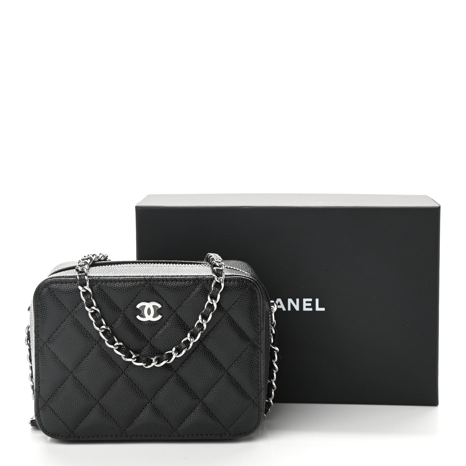Chanel Caviar Quilted CC Vanity Case With Chain Black 11 of 11