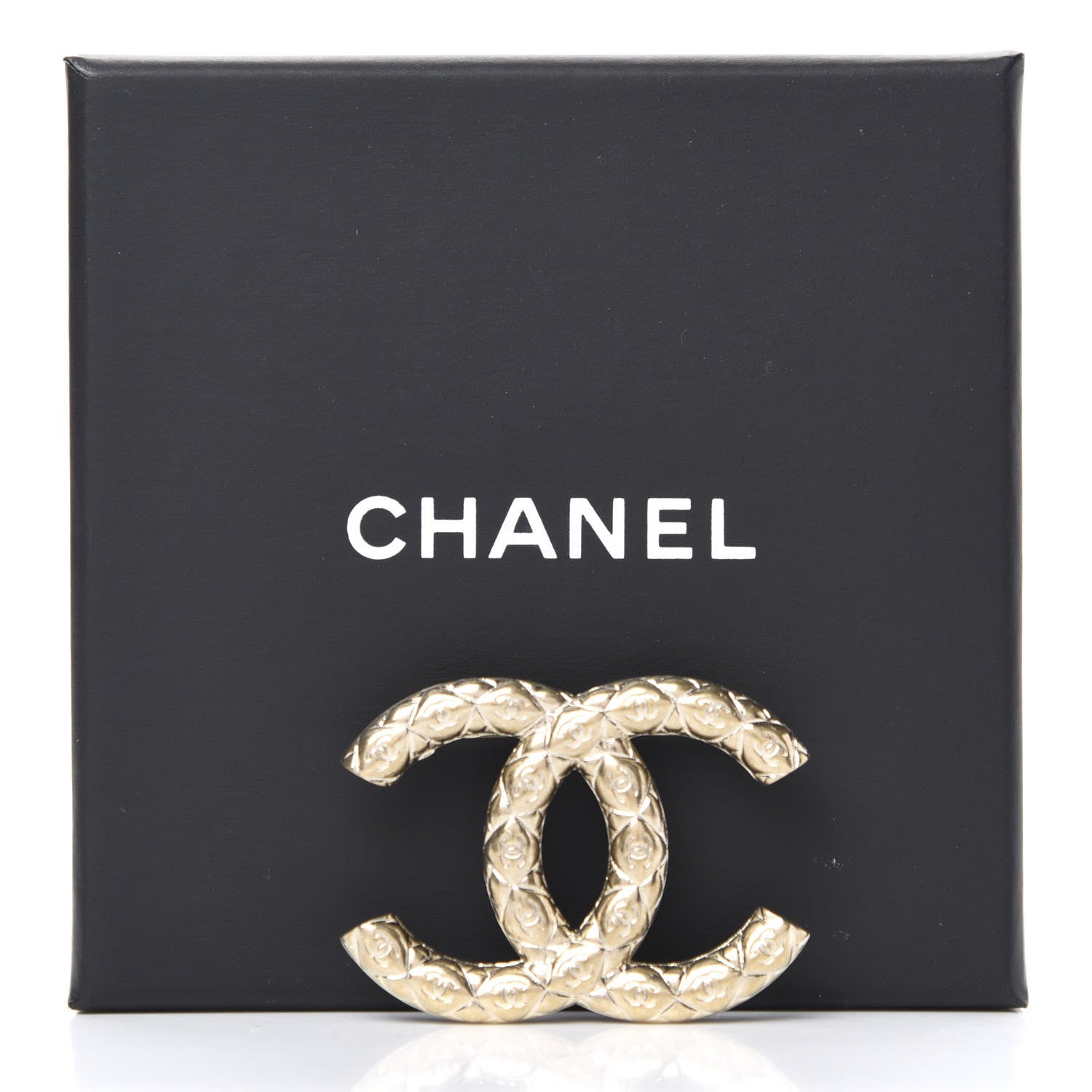 Chanel Metal CC Diamond Quilted Brooch Light Gold 5 of 5