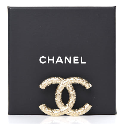 Chanel Metal CC Diamond Quilted Brooch Light Gold 5 of 5