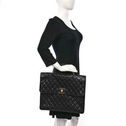 Chanel Lambskin Quilted Briefcase Laptop Bag Black 2 of 10
