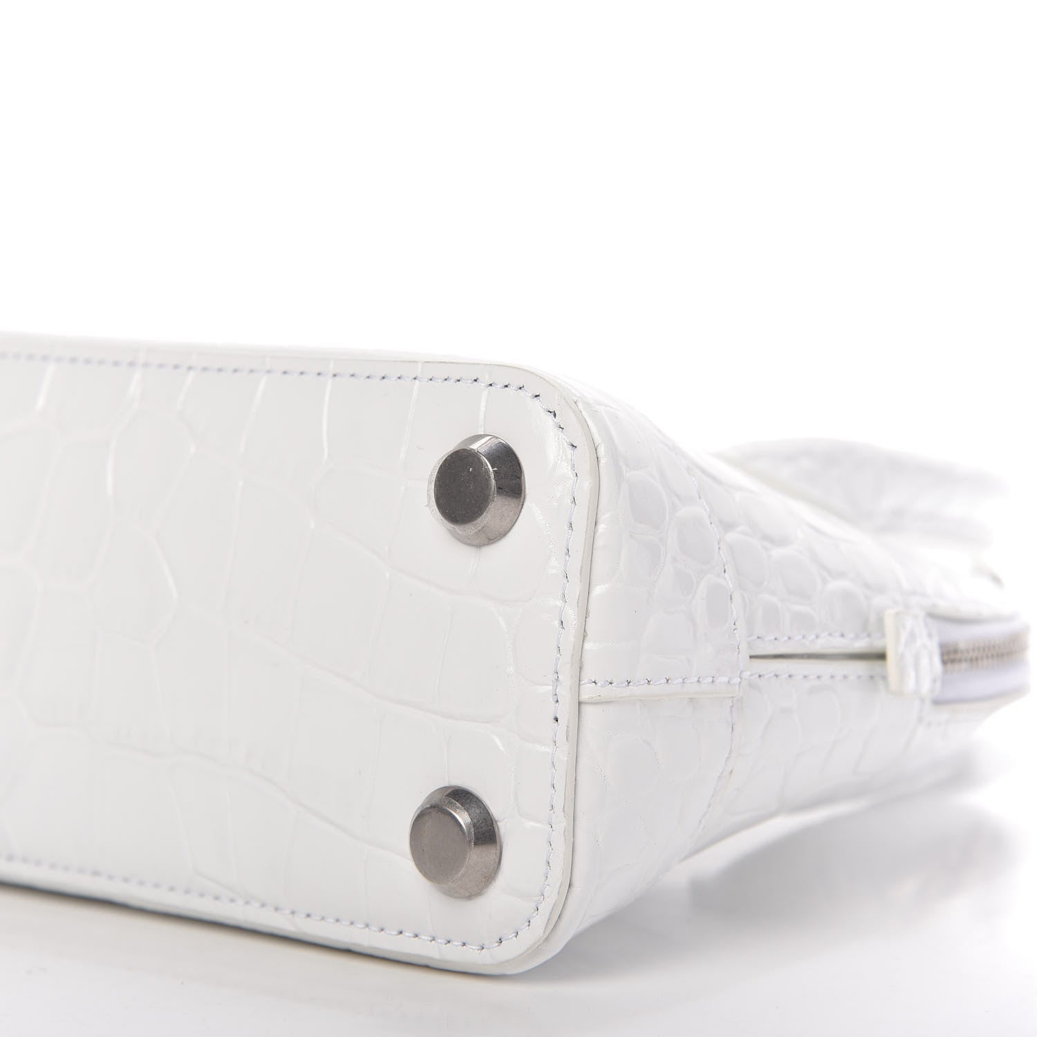 Balenciaga Calfskin Crocodile Embossed XXS Ville Top Handle Bag White Black 7 of 11