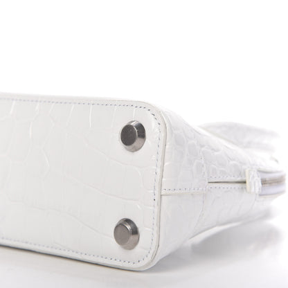 Balenciaga Calfskin Crocodile Embossed XXS Ville Top Handle Bag White Black 7 of 11