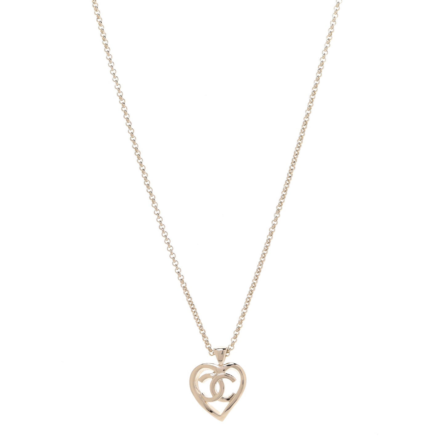 CC Heart Chain Pendant Necklace Gold